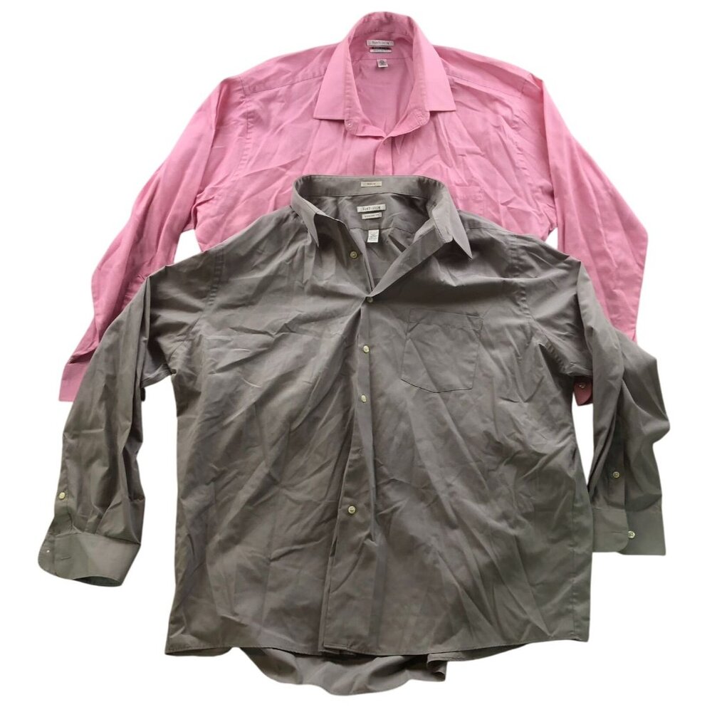 Van Heusen Mens Dress Shirt Size 2XL 18.5 Neck Lot Of Two Poplin Regular Fit
